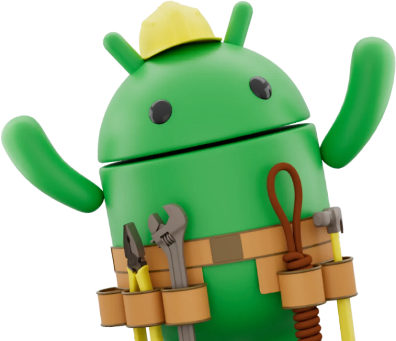 Android mascot wearing a tool belt